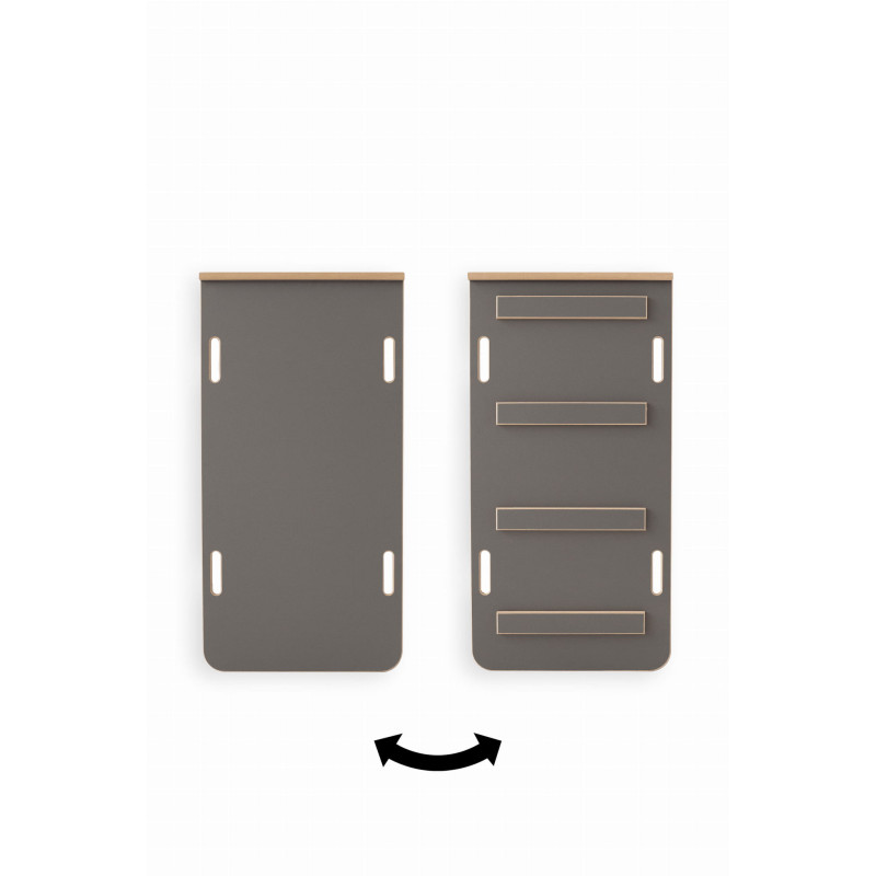 Toboggan Montessori bois & mur d'escalade 2-en-1 gris