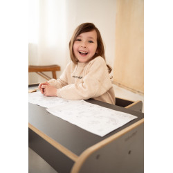Table et chaise 2-en-1 enfant Montessori en bois - Gris — photo 2