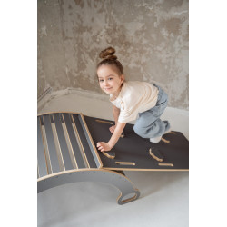 Toboggan d'escalade Montessori en bois pour balançoire XXL - Gris — photo 3