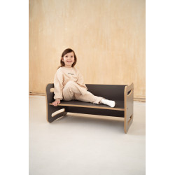 Table et chaise 2-en-1 enfant Montessori en bois - Gris — photo 3