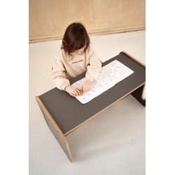 Table et chaise 2-en-1 enfant Montessori en bois - Gris — photo 4