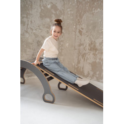 Toboggan d'escalade Montessori en bois pour balançoire XXL - Gris — photo 4