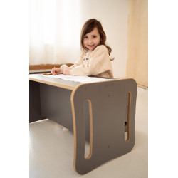 Table et chaise 2-en-1 enfant Montessori en bois - Gris — photo 6