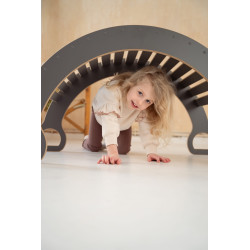 Balançoire Montessori en bois avec toboggan XXL - Grise — photo 2