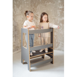 Tour d'apprentissage Montessori double en bois - Grise