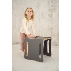 Chaise et Table 2-en-1 Montessori en bois - Gris — photo 3
