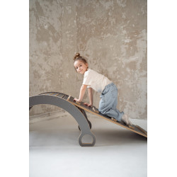 Balançoire Montessori en bois avec toboggan XXL - Grise — photo 5