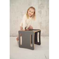 Chaise et Table 2-en-1 Montessori en bois - Gris — photo 4