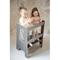 Tour d'apprentissage Montessori double en bois - Grise — photo 3