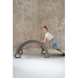 Balançoire Montessori en bois avec toboggan XXL - Grise — photo 7