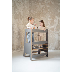 Tour d'apprentissage Montessori double en bois - Grise — photo 4