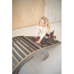 Balançoire Montessori en bois avec toboggan XXL - Gris