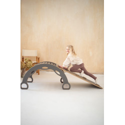 Balançoire Montessori en bois avec toboggan XXL - Gris — photo 4