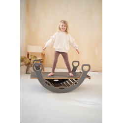 Balançoire Montessori en bois avec toboggan XXL - Gris — photo 7