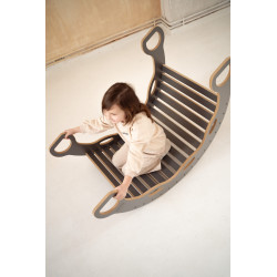Balançoire Montessori en bois avec toboggan XXL - Gris — photo 8