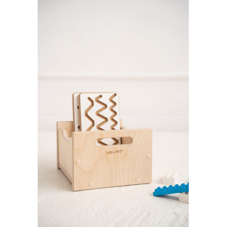Boîte de rangement jouets Montessori en bois naturel