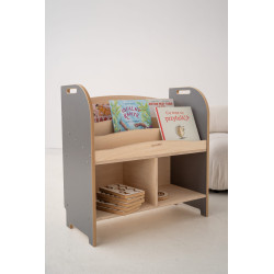Étagère bibliothèque Montessori en bois - Grise