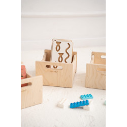 Boîte de rangement jouets Montessori en bois naturel — photo 2