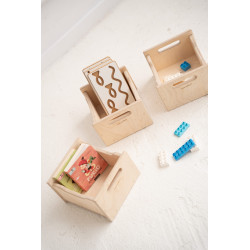 Boîte de rangement jouets Montessori en bois naturel — photo 3