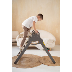 Mur d'escalade Montessori en bois avec rampe - Gris — photo 7
