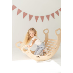 Culbuto Montessori XXL en bois naturel avec poignées
