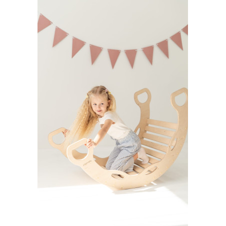 Culbuto Montessori XXL en bois naturel avec poignées