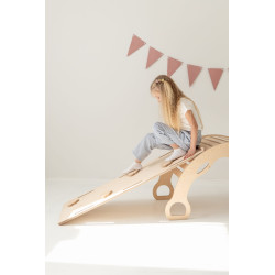 Balançoire Montessori en bois XXL avec toboggan Nuages - Naturel — photo 2