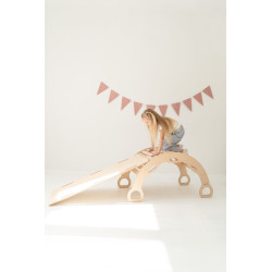 Culbuto Montessori en bois XXL avec poignées et toboggan en échelle - Naturel — photo 2
