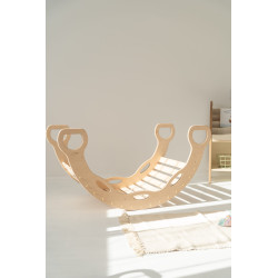 Culbuto Montessori en bois XXL avec poignées et toboggan en échelle - Naturel — photo 3