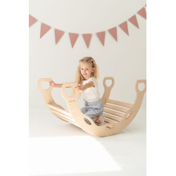 Culbuto Montessori en bois XXL avec poignées et toboggan en échelle - Naturel — photo 4