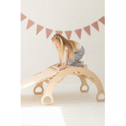 Balançoire Montessori en bois XXL avec toboggan Nuages - Naturel — photo 7