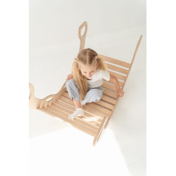 Culbuto Montessori en bois XXL avec poignées et toboggan en échelle - Naturel — photo 5