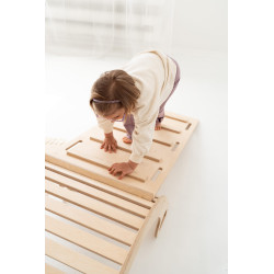Balançoire Montessori XXL en bois avec toboggan - Naturel