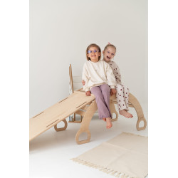 Balançoire Montessori XXL en bois avec toboggan - Naturel — photo 2
