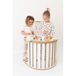 Bascule Montessori en bois avec rampe et plateau - Nuages