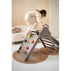Pikler Montessori en bois avec toboggan XXL - Gris nuages — photo 3