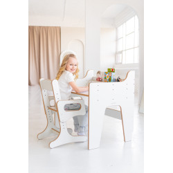 Bureau et chaise enfant Montessori réglables en bois