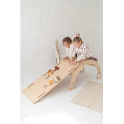 Balançoire Montessori XXL en bois avec toboggan - Naturel — photo 6
