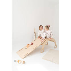 Balançoire Montessori XXL en bois avec toboggan - Naturel — photo 7