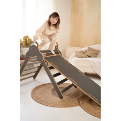Échelle Pikler Montessori en bois avec rampe – Grande taille grise — photo 6