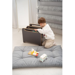 Coffre de rangement Montessori en bois pour livres - Gris — photo 3