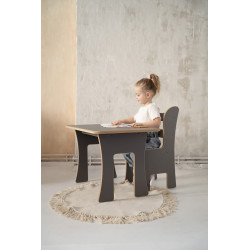 Set table et chaises enfant Montessori en bois – Gris