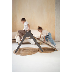 Pikler Montessori en bois avec toboggan - Gris et nuages — photo 6