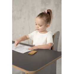 Set table et chaises enfant Montessori en bois – Gris — photo 6