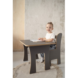 Set table et chaises enfant Montessori en bois – Gris — photo 8