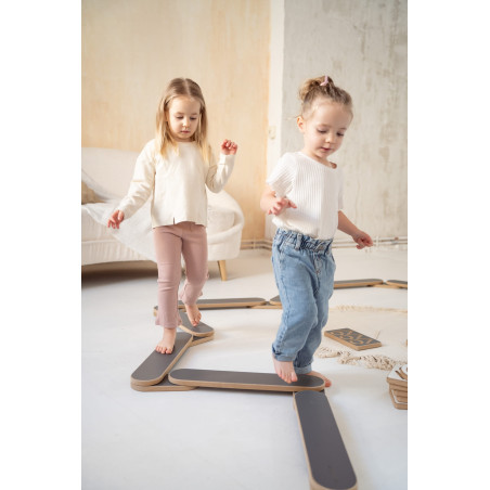 Poutre d'équilibre Montessori en bois grise - Longueur ajustable