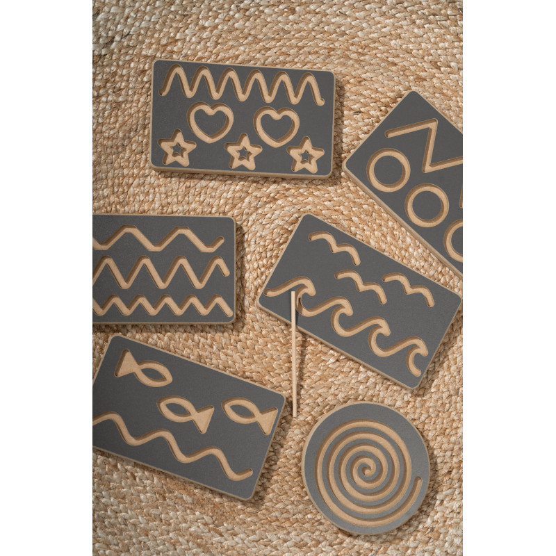 Tablette graphomotrice Montessori enfant en bois - Grise