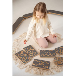 Tablettes graphomotrices Montessori en bois gris (6 pièces)