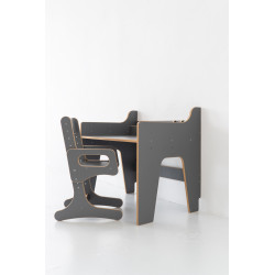 Bureau et chaise enfant Montessori réglables en bois - Gris