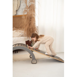 Balançoire Montessori L en bois + toboggan nuages - Grise — photo 5